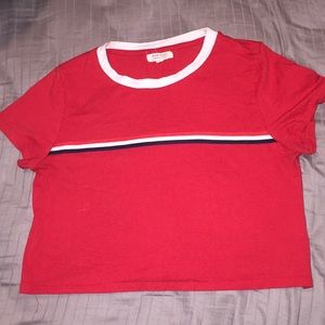 Red crop top stretchy.